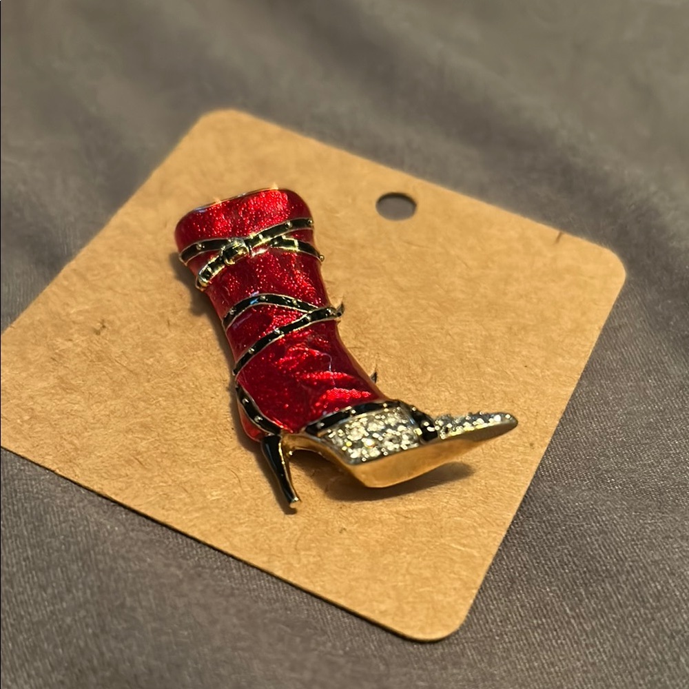 Elegant Red Stiletto Brooch